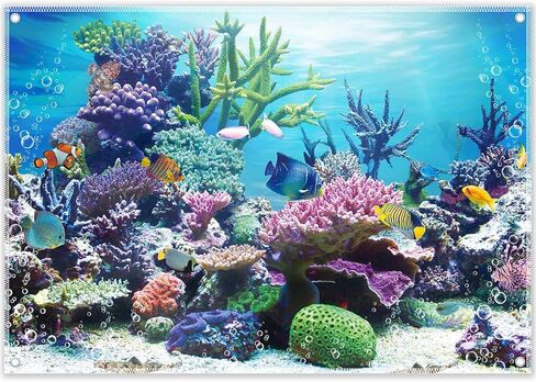 ZTHMOE 10x8ft Fabric Under The Sea Photography Backdrop Aquarium Underwater World Tropical Fish Coral Reef Background Mermaid Birthday Baby Shower Party Decorations Photo Banner Props in Kuwait
