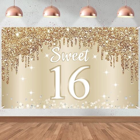Happy 50th Birthday Banner Backdrop Decorations for Women, Gold White 50 Birthday Sign Party Supplies, Fifty Year Old Birthday Photo Booth Background Poster(72.8 x 43.3 Inch) in Saudi Arabia