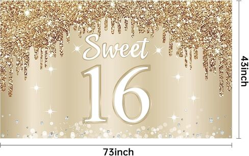 Happy 50th Birthday Banner Backdrop Decorations for Women, Gold White 50 Birthday Sign Party Supplies, Fifty Year Old Birthday Photo Booth Background Poster(72.8 x 43.3 Inch) in Saudi Arabia