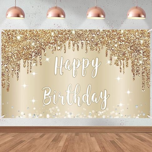 Happy 50th Birthday Banner Backdrop Decorations for Women, Gold White 50 Birthday Sign Party Supplies, Fifty Year Old Birthday Photo Booth Background Poster(72.8 x 43.3 Inch) in Saudi Arabia