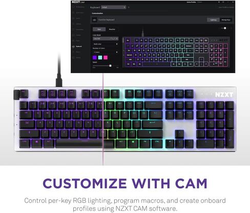 NZXT Function 2 | Full-Size Optical Gaming Keyboard | 8K Polling Rate | Linear Optical Switches | Adjustable Actuation | Double-Shot PBT Keycaps | RGB | Hot-Swappable | Wrist Rest | Black in Saudi Arabia