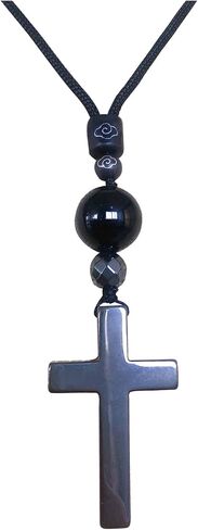 Natural black Tourmaline cross pendant necklace mixing hematite, handmade protection Feng Shui Healing Chakra Tourmaline gemstone Against Negative Energies Jewelry for Women and Men in Saudi Arabia