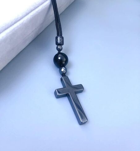 Natural black Tourmaline cross pendant necklace mixing hematite, handmade protection Feng Shui Healing Chakra Tourmaline gemstone Against Negative Energies Jewelry for Women and Men in Saudi Arabia
