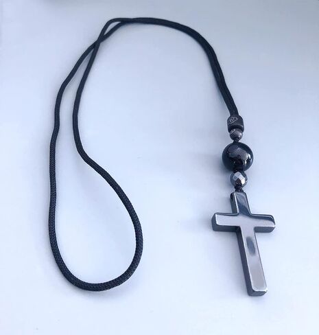 Natural black Tourmaline cross pendant necklace mixing hematite, handmade protection Feng Shui Healing Chakra Tourmaline gemstone Against Negative Energies Jewelry for Women and Men in Saudi Arabia