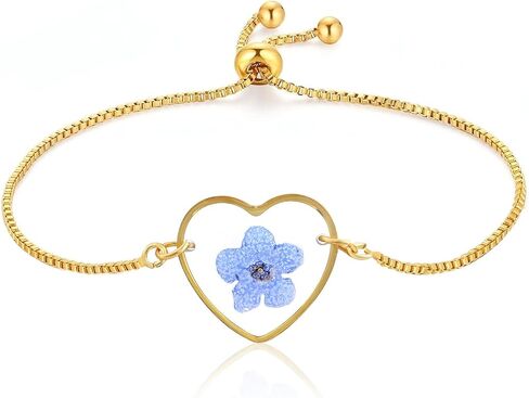 Forget-Me-Not الضغط على زهرة أساور شخصية زهرة برية سوار الذهب زهرة أساور للنساء العصرية لطيف مجوهرات هدايا لها in Saudi Arabia