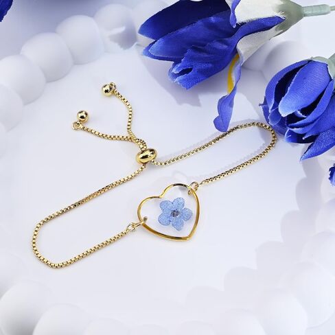 Forget-Me-Not الضغط على زهرة أساور شخصية زهرة برية سوار الذهب زهرة أساور للنساء العصرية لطيف مجوهرات هدايا لها in Saudi Arabia