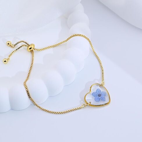 Forget-Me-Not الضغط على زهرة أساور شخصية زهرة برية سوار الذهب زهرة أساور للنساء العصرية لطيف مجوهرات هدايا لها in Saudi Arabia