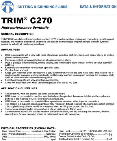 سوائل القطع والطحن TRIM C270BD/1 مبرد صناعي عالي الأداء، صبغة زرقاء، إبريق سعة 1 جالون in Kuwait