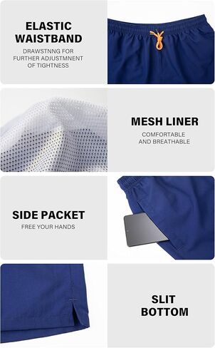 SIMIYA رجل السباحة جذوع سريعة الجافة 7 "سراويل السباحة القصيرة مع جيوب شبكة بطانة الصيف رجالي مجلس السراويل سراويل للسباحة للرجال in Kuwait