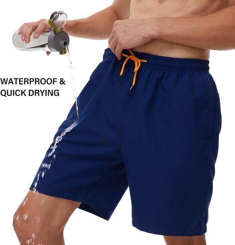 SIMIYA رجل السباحة جذوع سريعة الجافة 7 "سراويل السباحة القصيرة مع جيوب شبكة بطانة الصيف رجالي مجلس السراويل سراويل للسباحة للرجال in Kuwait
