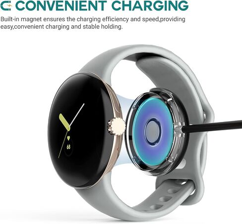 شاحن ساعة بيكسل متوافق مع ساعة جوجل بيكسل، كابل شحن مغناطيسي USB C بديل لساعة جوجل بيكسل، أبيض - 3.3 قدم 100 سم in Kuwait