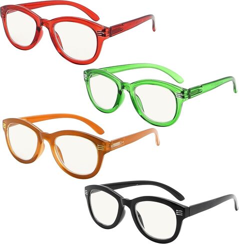 Eyekepper 4-Pack نظارات القراءة متعددة التركيز التقدمية حجب الضوء الأزرق للنساء Cateye القراء متعدد البؤر +1.25 in Saudi Arabia