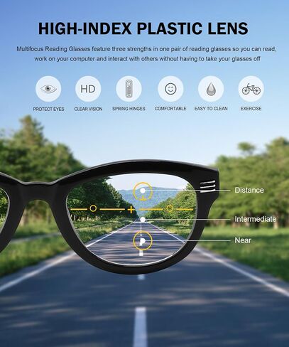 Eyekepper 4-Pack نظارات القراءة متعددة التركيز التقدمية حجب الضوء الأزرق للنساء Cateye القراء متعدد البؤر +1.25 in Saudi Arabia