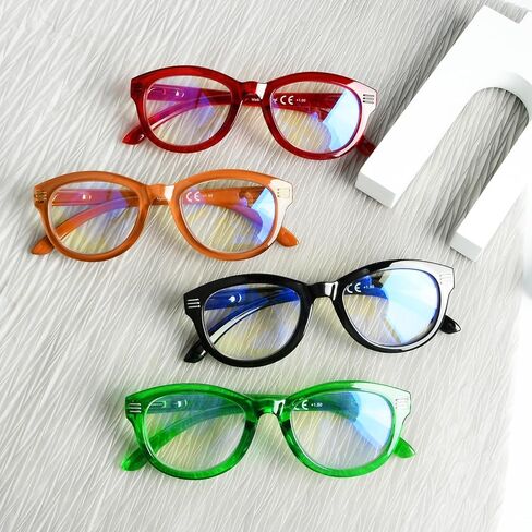 Eyekepper 4-Pack نظارات القراءة متعددة التركيز التقدمية حجب الضوء الأزرق للنساء Cateye القراء متعدد البؤر +1.25 in Saudi Arabia