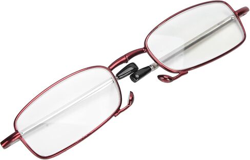 Elderly Fashionable Reading Glasses Stainless Steel Foldable Portable Presbyopic Glasses, Lightweight Eyeglasses Reduce Eyestrain Compact Folding Unisex Glasses for Reading Case Included(150) in Saudi Arabia