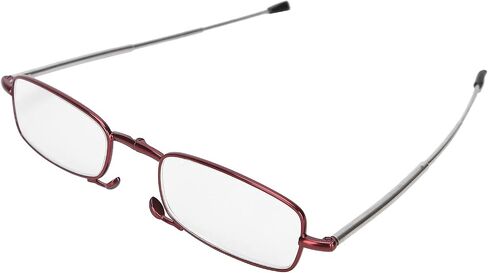 Elderly Fashionable Reading Glasses Stainless Steel Foldable Portable Presbyopic Glasses, Lightweight Eyeglasses Reduce Eyestrain Compact Folding Unisex Glasses for Reading Case Included(150) in Saudi Arabia