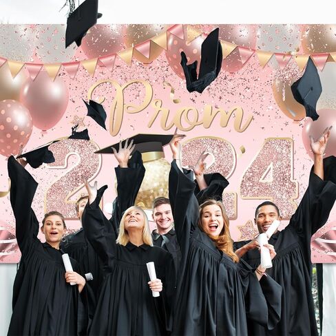 ديكورات الحفلات الراقصة 2024، لافتة خلفية باللون الوردي الوردي، وزخارف حفلات التخرج، وحفلات التخرج، ليلة إرسال فئة من 2024، لوازم الحفلات للاحتفال بخلفية صور حفلات التخرج in Kuwait