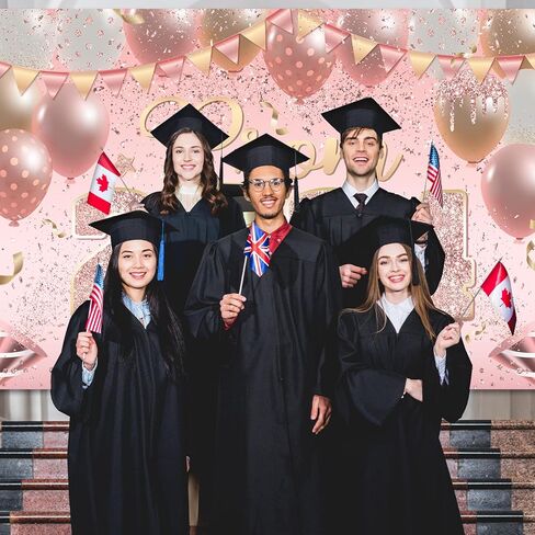 ديكورات الحفلات الراقصة 2024، لافتة خلفية باللون الوردي الوردي، وزخارف حفلات التخرج، وحفلات التخرج، ليلة إرسال فئة من 2024، لوازم الحفلات للاحتفال بخلفية صور حفلات التخرج in Kuwait