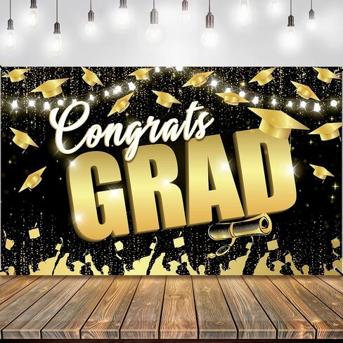 KatchOn, Congrats Grad Backdrop - XtraLarge, 72x44 Inch | Black and Gold Graduation Backdrop 2024 for Graduation Decorations Class of 2024 | Congrats Grad Banner, 2024 Graduation Party Decorations in Saudi Arabia