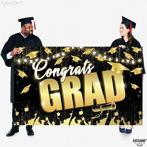 KatchOn, Congrats Grad Backdrop - XtraLarge, 72x44 Inch | Black and Gold Graduation Backdrop 2024 for Graduation Decorations Class of 2024 | Congrats Grad Banner, 2024 Graduation Party Decorations in Saudi Arabia