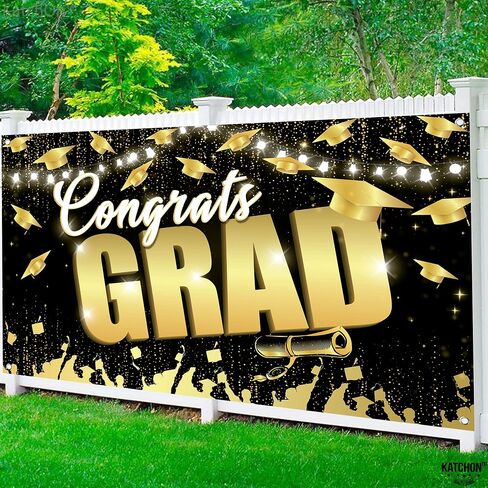 KatchOn, Congrats Grad Backdrop - XtraLarge, 72x44 Inch | Black and Gold Graduation Backdrop 2024 for Graduation Decorations Class of 2024 | Congrats Grad Banner, 2024 Graduation Party Decorations in Saudi Arabia