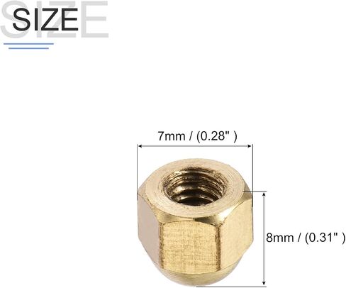 Acorn Cap Nuts(M4x0.7mm) 20Pcs, Brass Acorn Dome Cap Head Hex Nuts - for Industrial Mechanical Equipment, Gold Tone in Saudi Arabia