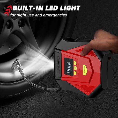 منفاخ إطارات GREPRO ضاغط هواء محمول، مضخة هواء تيار مستمر 12 فولت لإطارات السيارات، مضخة إطارات كهربائية رقمية 150 رطل لكل بوصة مربعة مع مقياس الضغط، وظيفة إيقاف التشغيل التلقائي، ضوء LED لإطارات السيارات والدراجات النارية والدراجات in Kuwait