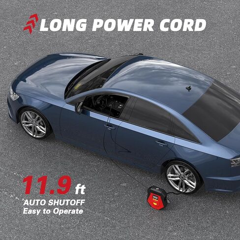 منفاخ إطارات GREPRO ضاغط هواء محمول، مضخة هواء تيار مستمر 12 فولت لإطارات السيارات، مضخة إطارات كهربائية رقمية 150 رطل لكل بوصة مربعة مع مقياس الضغط، وظيفة إيقاف التشغيل التلقائي، ضوء LED لإطارات السيارات والدراجات النارية والدراجات in Kuwait