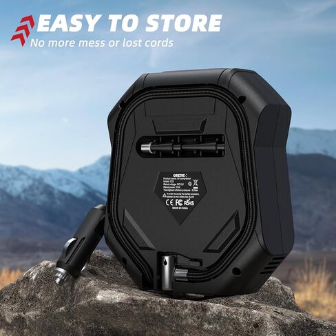 منفاخ إطارات GREPRO ضاغط هواء محمول، مضخة هواء تيار مستمر 12 فولت لإطارات السيارات، مضخة إطارات كهربائية رقمية 150 رطل لكل بوصة مربعة مع مقياس الضغط، وظيفة إيقاف التشغيل التلقائي، ضوء LED لإطارات السيارات والدراجات النارية والدراجات in Kuwait