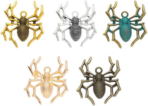 Vintage Spider Charms 40pcs Creative Animal Charms Alloy Dangle Charms for DIY Key Chain Bracelet Necklace Halloween Jewelry Making in Saudi Arabia
