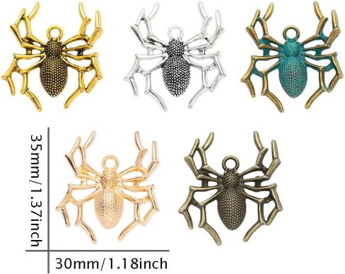 Vintage Spider Charms 40pcs Creative Animal Charms Alloy Dangle Charms for DIY Key Chain Bracelet Necklace Halloween Jewelry Making in Saudi Arabia
