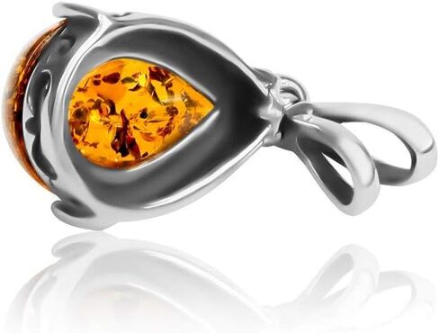 Amber Sterling Silver Drop Pendant Necklace 18 Inches in Saudi Arabia