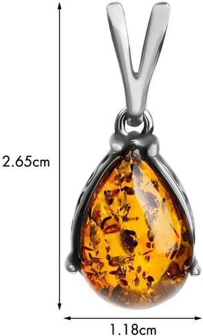 Amber Sterling Silver Drop Pendant Necklace 18 Inches in Saudi Arabia