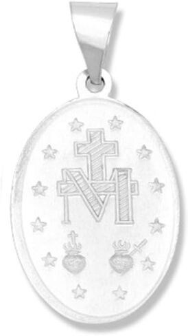 14 ك الذهب الأصفر والذهب الأبيض مصقول معجزة مريم العذراء البيضاوي مزدوجة الوجهين قلادة ميدالية القلائد in Kuwait