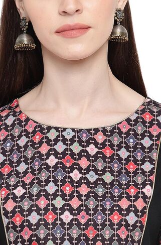 Janasya Black High-Low Poly Crepe Kurta in Saudi Arabia