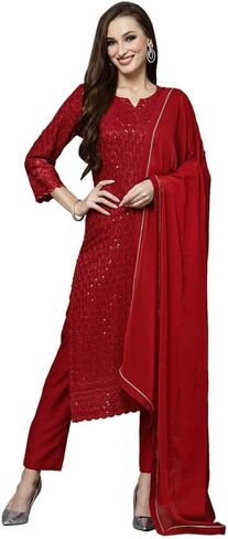 مجموعة كورتا نسائية مطرزة بتسلسل رايون مع وشاح in Kuwait