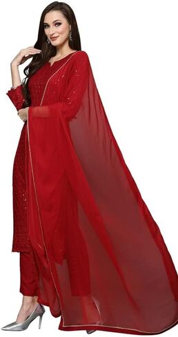 مجموعة كورتا نسائية مطرزة بتسلسل رايون مع وشاح in Kuwait