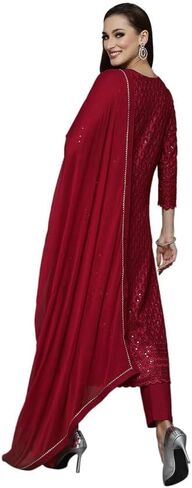 مجموعة كورتا نسائية مطرزة بتسلسل رايون مع وشاح in Kuwait