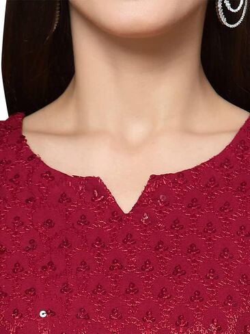 مجموعة كورتا نسائية مطرزة بتسلسل رايون مع وشاح in Kuwait