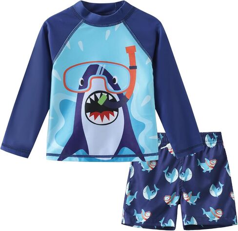 Toddlers and Baby Boys Rash Guard Swim Set for Boys Long Sleeve Bathing Suits with Swim Trunks Two Piece Swimwear in Saudi Arabia