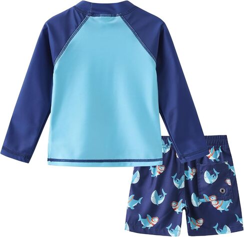 Toddlers and Baby Boys Rash Guard Swim Set for Boys Long Sleeve Bathing Suits with Swim Trunks Two Piece Swimwear in Saudi Arabia