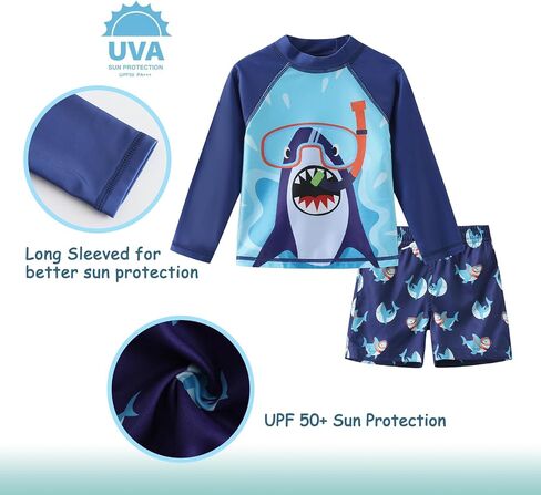 Toddlers and Baby Boys Rash Guard Swim Set for Boys Long Sleeve Bathing Suits with Swim Trunks Two Piece Swimwear in Saudi Arabia