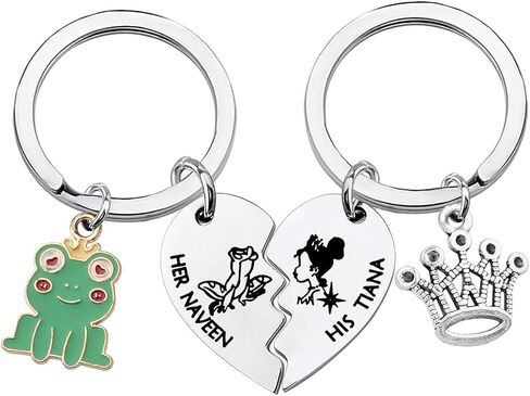 سلسلة مفاتيح الأميرة الضفدع للنساء والرجال، حلقة مفاتيح لطيفة للأزواج، سلسلة مفاتيح مخصصة لمفتاح السيارة، حقيبة الظهر، المحفظة، ملحقات سحرية، هدايا الصداقة لها، عيد ميلاد، عيد الميلاد، عيد الحب in Kuwait