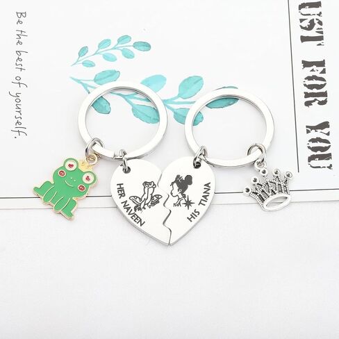 سلسلة مفاتيح الأميرة الضفدع للنساء والرجال، حلقة مفاتيح لطيفة للأزواج، سلسلة مفاتيح مخصصة لمفتاح السيارة، حقيبة الظهر، المحفظة، ملحقات سحرية، هدايا الصداقة لها، عيد ميلاد، عيد الميلاد، عيد الحب in Kuwait