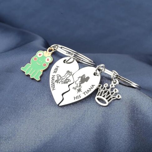 سلسلة مفاتيح الأميرة الضفدع للنساء والرجال، حلقة مفاتيح لطيفة للأزواج، سلسلة مفاتيح مخصصة لمفتاح السيارة، حقيبة الظهر، المحفظة، ملحقات سحرية، هدايا الصداقة لها، عيد ميلاد، عيد الميلاد، عيد الحب in Kuwait