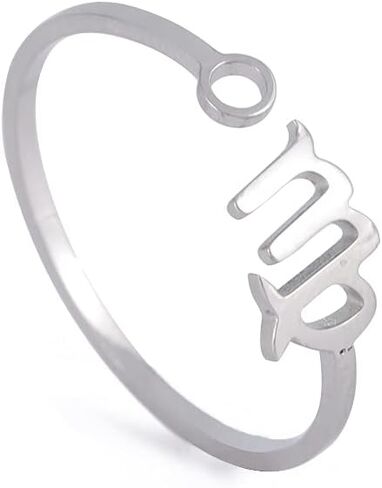 Dreamtimes Stainless Steel Zodiac Rings for Women 12 Star Signs Open Ring Aries Leo Virgo Gemini Libra Pisces Scorpio Birthday Gift in Saudi Arabia