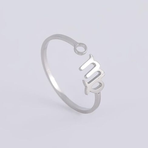 Dreamtimes Stainless Steel Zodiac Rings for Women 12 Star Signs Open Ring Aries Leo Virgo Gemini Libra Pisces Scorpio Birthday Gift in Saudi Arabia