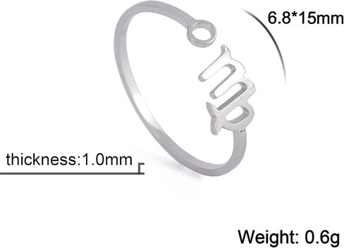 Dreamtimes Stainless Steel Zodiac Rings for Women 12 Star Signs Open Ring Aries Leo Virgo Gemini Libra Pisces Scorpio Birthday Gift in Saudi Arabia