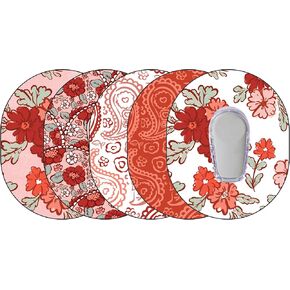 Glucomart Adhesive Pocket for Mobi (5 Count) – Maximum Strength Patches for Wearing Mobi Insulin Pump, Waterproof & Hypoallergenic (Floral Red Variety Pack) (Mobi Pocket) in Kuwait