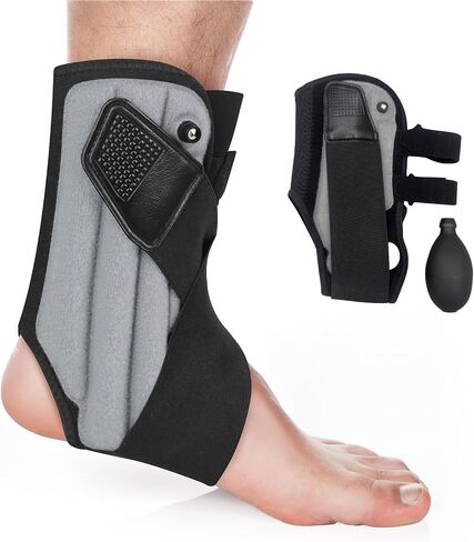 Inflatable Ankle Brace with Dual Airbag Support, Adjustable Compression & Elastic Cross Straps for Sprains, Minor Injuries, Lightweight & Breathable Design in Saudi Arabia